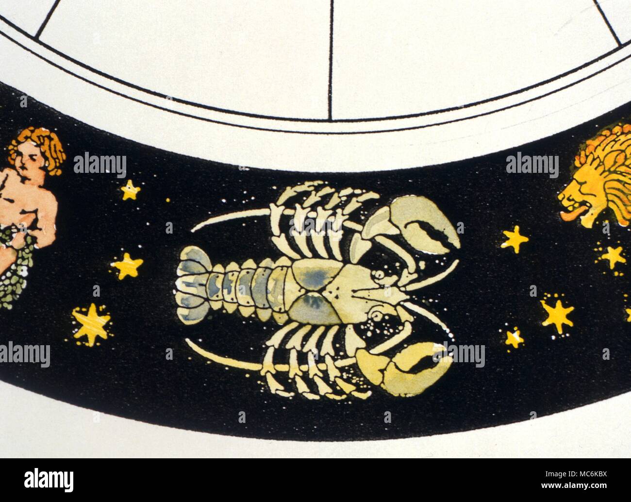 Signes du zodiaque astrologie Cancer du sein droit de le signe du zodiaque Cancer d'un design coloré cercle zodiacal vers 1911 Banque D'Images