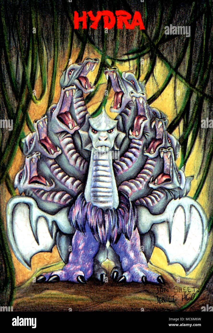 Monstres - Hydra. Serpent d'eau géant avec au moins 9 têtes. Si vous découpez un, puis deux va immédiatement le remplacer. Du 'Monster' dans ma poche, copyright 1991 Morrison Entertainment Group. Banque D'Images