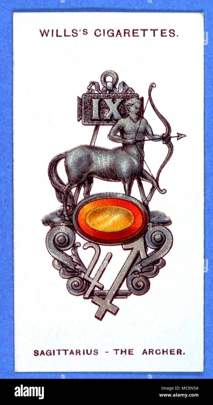 Signes du zodiaque Sagittaire carte Cigarette série de Lucky Chams avec lucky gem Topas Banque D'Images