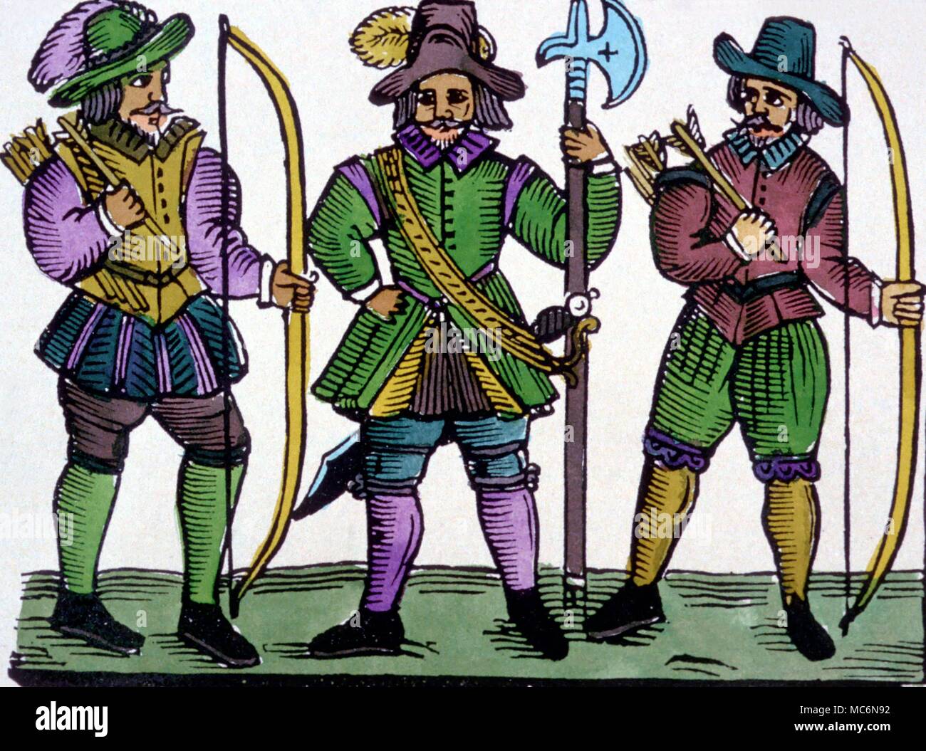 Robin Hood (Robin Hood avec Little John et Will Scarlet milieu du xixe  siècle réimpression de la brochure du 17ème siècle à partir de l'arrêt  Jewitt Art auprès des marchands de ballade