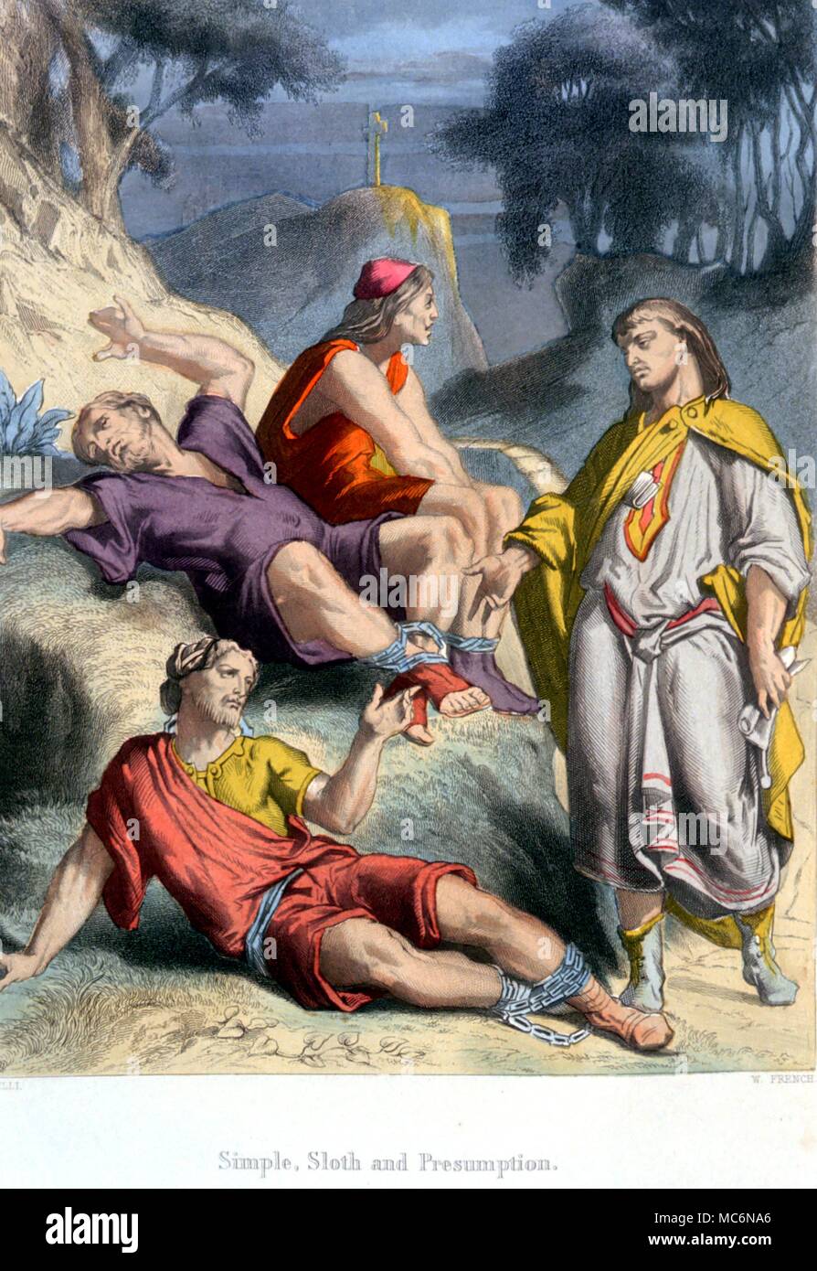 Pilgrim's Progress Présomption simple paresse et illustration lithographique par Horace Castelli pour l'édition 1860 de John Bunyan's The Pilgrim's Progress et autres Œuvres Banque D'Images
