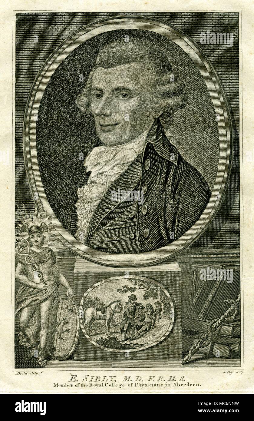 Portrait gravé, dessiné par Dodds, et gravé par Pass, d'éventuellement, pour le frontispice de la seconde partie de "une nouvelle et complète de l'illustration de l'Astrologie Science Céleste' [1784-1790] Banque D'Images