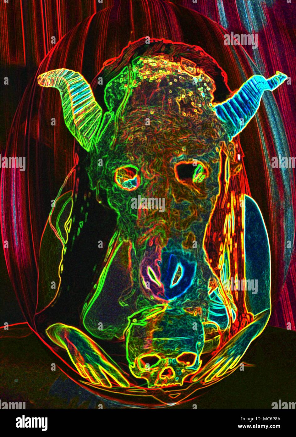 Fantasy image de l'adoption de la rituelle Sabbatic Goat, avec bord brillant. Banque D'Images