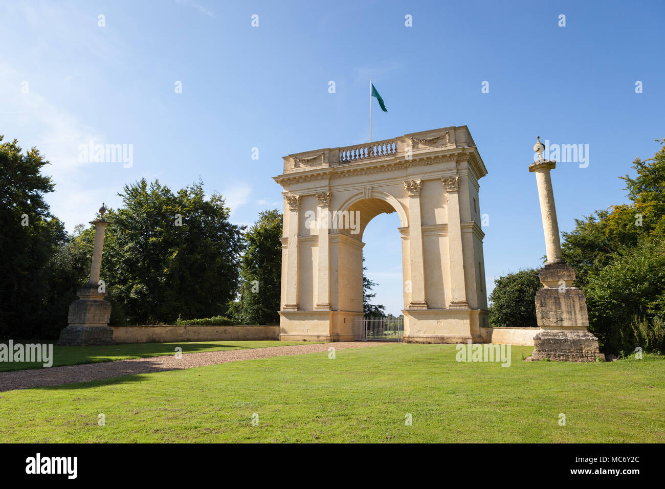 Le Corinthian Arch, Stowe paysage de jardins, Stowe House, dans le Buckinghamshire, Angleterre, RU Banque D'Images