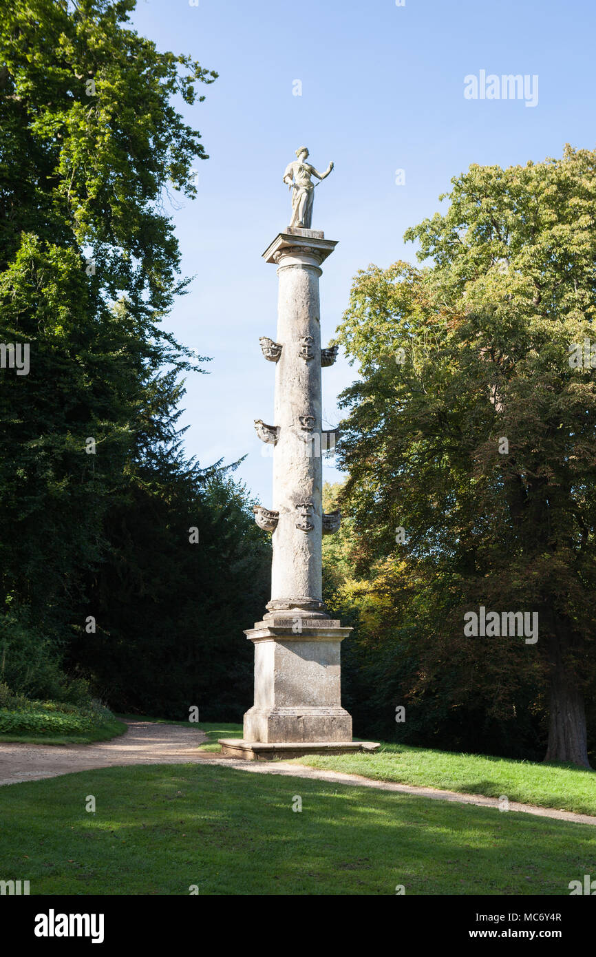 La colonne de Grenville, Stowe paysage de jardins, Stowe House, dans le Buckinghamshire, Angleterre, RU Banque D'Images