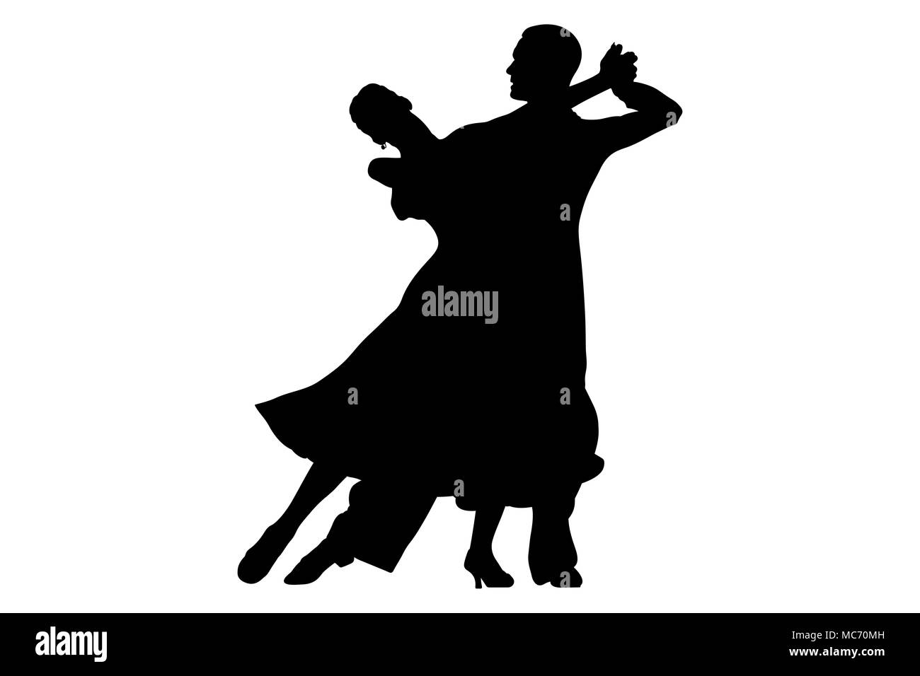 Ballroom dancing silhouette noire paire femmes et hommes dancer Banque D'Images