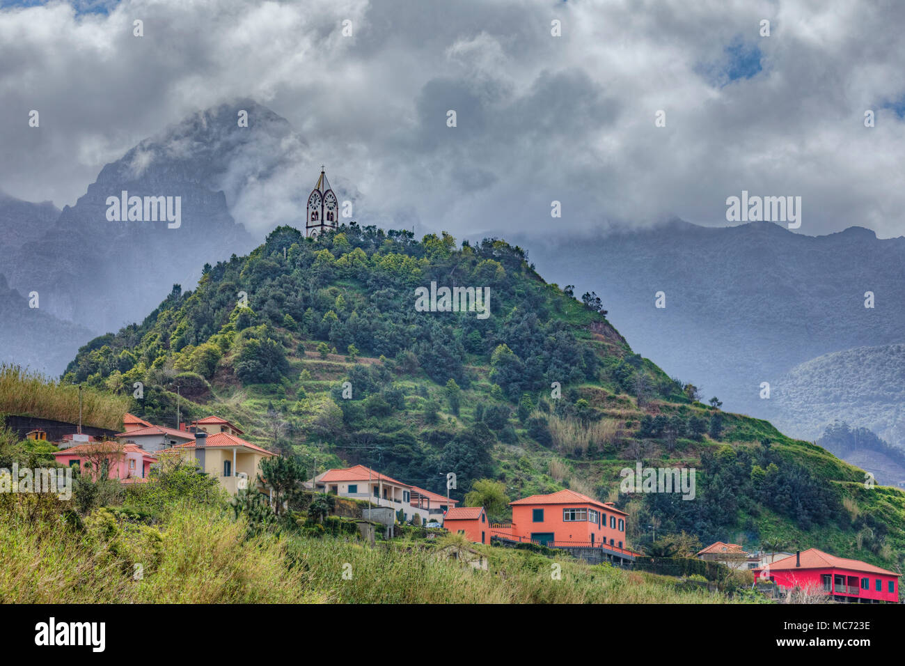 Sao Vicente, Torre de Capela Nossa Senhora de Fátima, Madeira, Portugal, Europe Banque D'Images