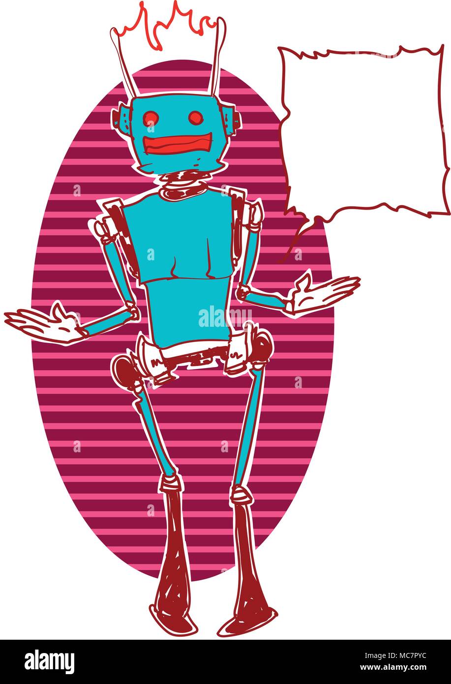 Le robot dit quelque chose cartoon style vecotr illustration avec bulle vide. Illustration de Vecteur