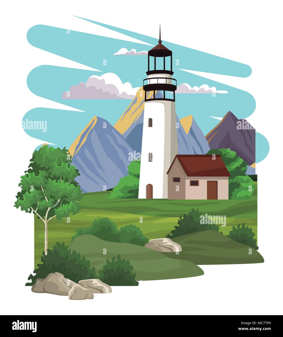 Phare et beautilful landscape Illustration de Vecteur
