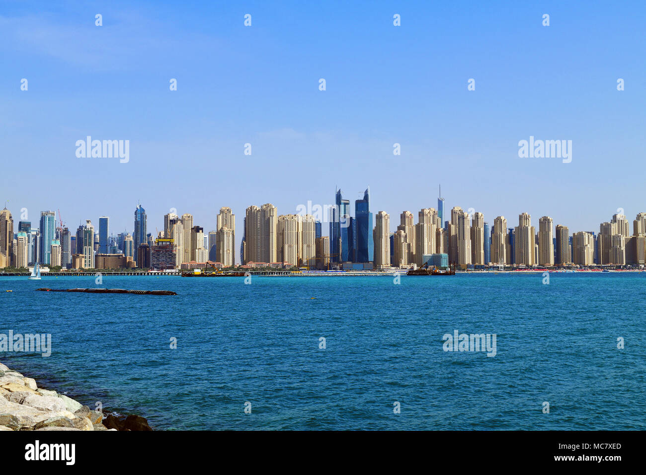 Dubaï, Émirats arabes unis. La Marina de Dubaï est un célèbre quartier branché et marina Banque D'Images