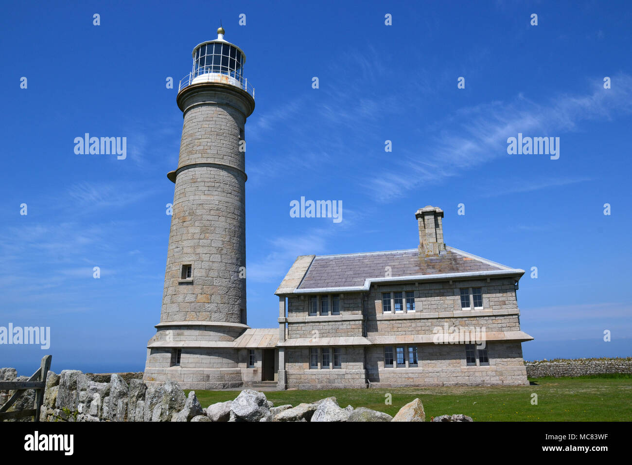 Le vieux phare, Lundy Island. Devon, England, UK Banque D'Images