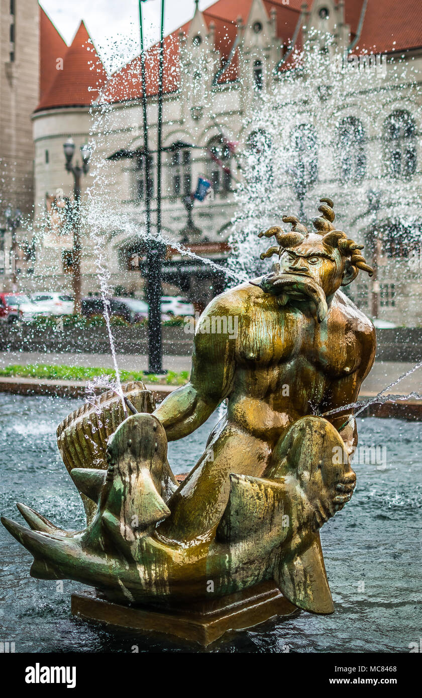 Saint Louis Fontaine Détail Plaza d'aloès et de Union Station Banque D'Images