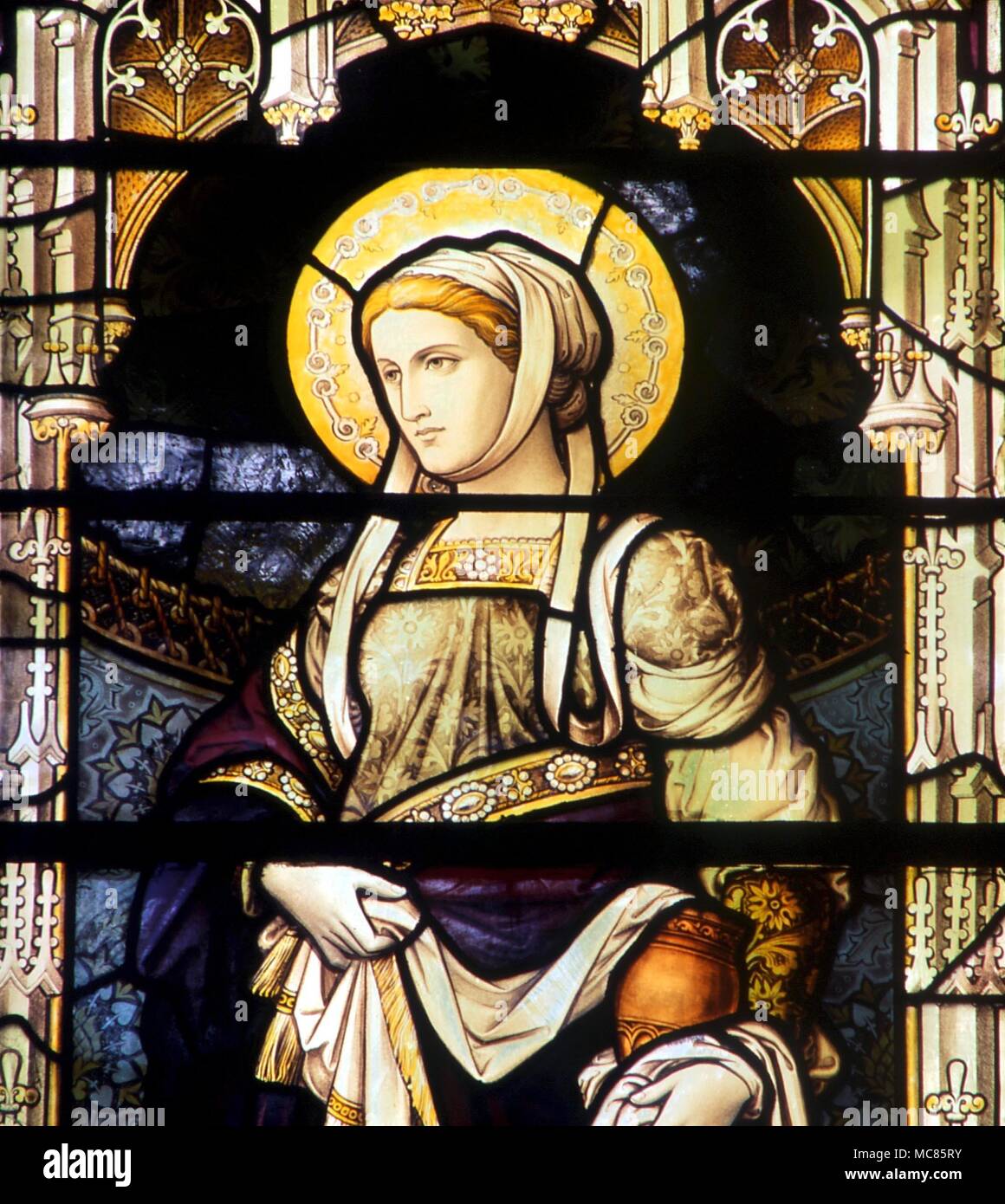 Christian Marie, mère de Jacques, des trois Maries fenêtre dans le mur sud de St Margaret's Church (paroisse), King's Lynn Banque D'Images