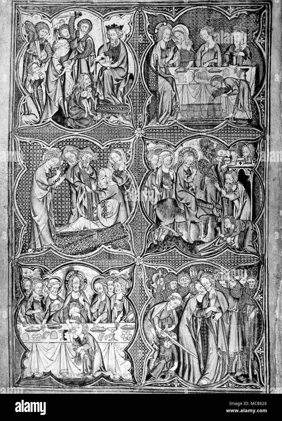 CHRISTIAN - Vie du Christ à partir de la page d'un manuscrit de c.1339, montrant six scènes de la vie du Christ. À partir de la télécopie, de 1878 délivré par la société paléographiques, d'Arundel mss. 83 Banque D'Images