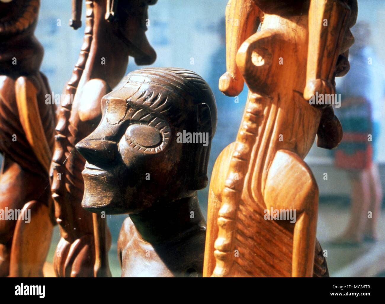 La mythologie polynésienne de tête figure Polynésien - probablement au début du xixe siècle. Le Musée, l'île de Pâques Banque D'Images