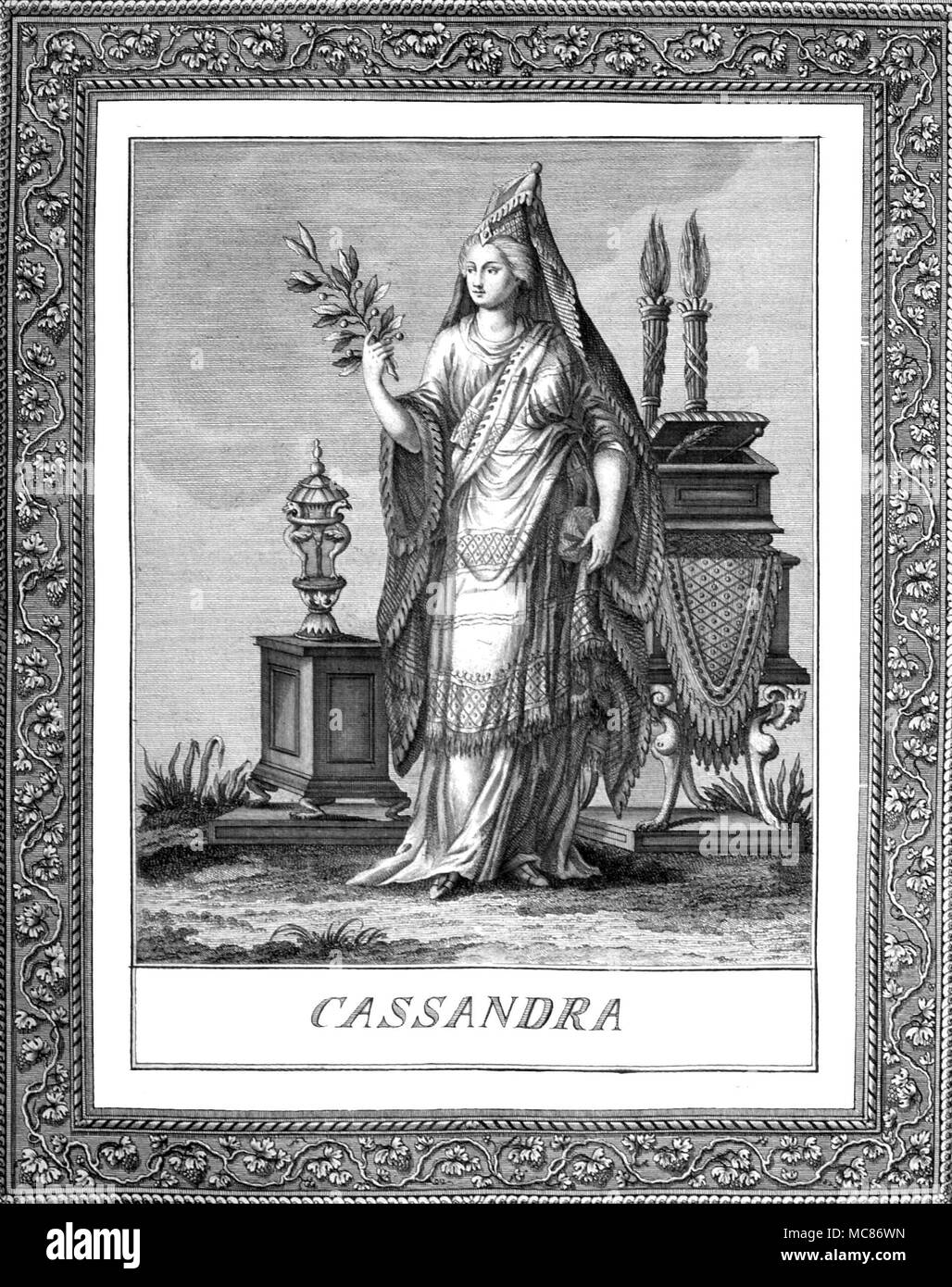 Prédictions et prophétie Cassandra, la prophétesse de Troy, qui (il a été décrété) personne ne le crois. À partir de l'édition 1972 de Jacopo Guarana est Oracoli Aruspici alelab,,, Sibille, indovinia della Religione Pagana Banque D'Images