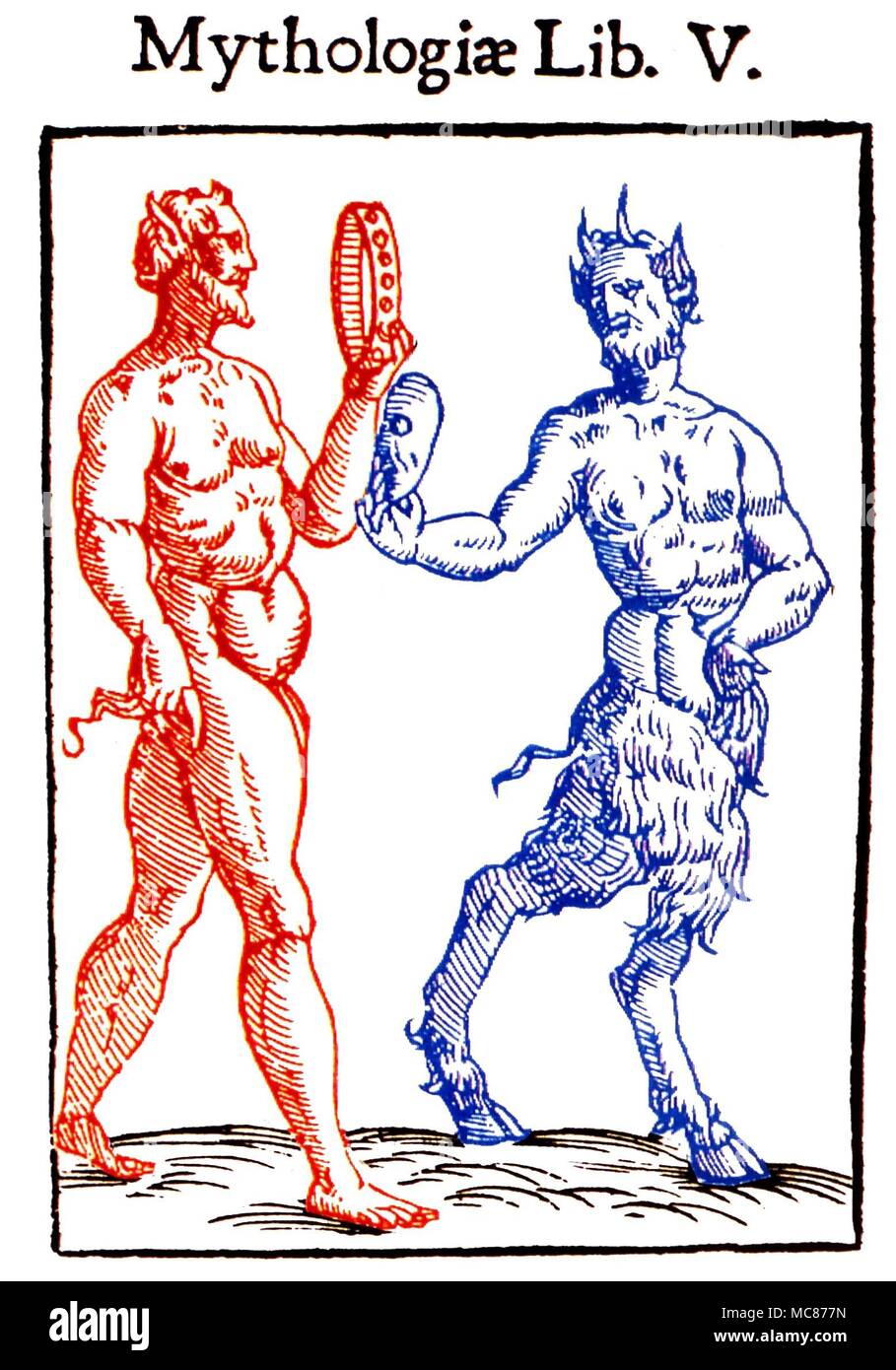 La chèvre en tailleur, satyre du 17ème siècle "ythologiae' de Comitis Banque D'Images