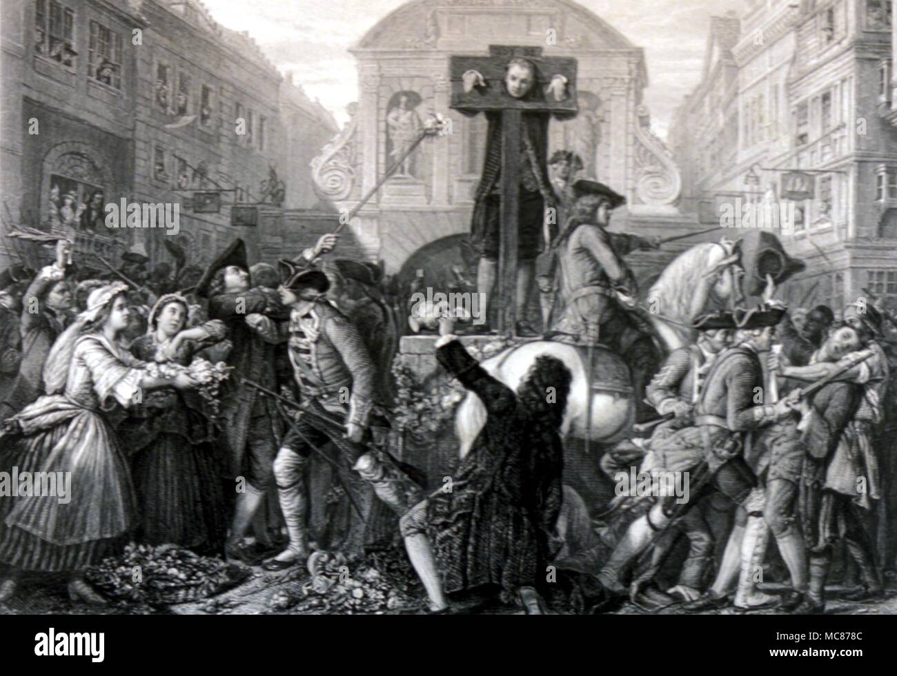 Histoire - L'auteur britannique Defoe, au pilori. Gravure par Armytage après une peinture par E. Crowe. De l'Art Journal '1862'. Banque D'Images