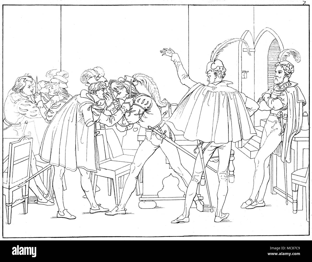 Démons - FAUST - MEPHISTOPHELES la querelle dans la taverne. No 7 en gravure Umrisse Faust de Goethe. Gezeichnet von Moritz Retsch, 1836. Il y avait deux premières éditions de la Retsch série de dessins pour jouer de Goethe, Faust. La plus belle a été Umrisse Faust de Goethe. Gezeichnet von Moritz Retsch, édition 1836, imprimée dans les Stuttgart et Augsbourg. Il y avait 29 plaques dans cette édition, pour la première partie de la pièce, et 11 autres pour la deuxième partie. Une autre édition a été gravée par Henry que Moïse, en 1820 : la série de vingt-six Retsch expose, d'illustration de Goethe, Tra Banque D'Images Démons - FAUST - MEPHISTOPHELES la querelle dans la taverne. No 7 en gravure Umrisse Faust de Goethe. Gezeichnet von Moritz Retsch, 1836. Il y avait deux premières éditions de la Retsch série de dessins pour jouer de Goethe, Faust. La plus belle a été Umrisse Faust de Goethe. Gezeichnet von Moritz Retsch, édition 1836, imprimée dans les Stuttgart et Augsbourg. Il y avait 29 plaques dans cette édition, pour la première partie de la pièce, et 11 autres pour la deuxième partie. Une autre édition a été gravée par Henry que Moïse, en 1820 : la série de vingt-six Retsch expose, d'illustration de Goethe, Tra Banque D'Images