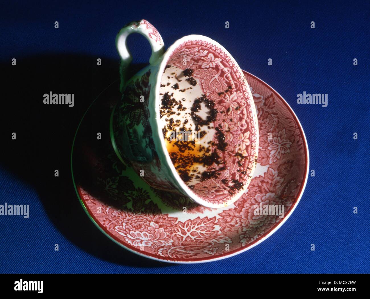 La lecture de la feuille de thé- deviner l'avenir par le biais de modèles aléatoires faites par les feuilles de thé. 2004 Charles Walker / Banque D'Images