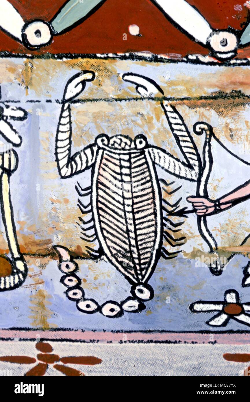 L'astrologie égyptienne. Le signe du zodiaque Scorpion peint sur le couvercle intérieur du cercueil d'une momie égyptienne. Deuxième siècle de notre ère. Banque D'Images