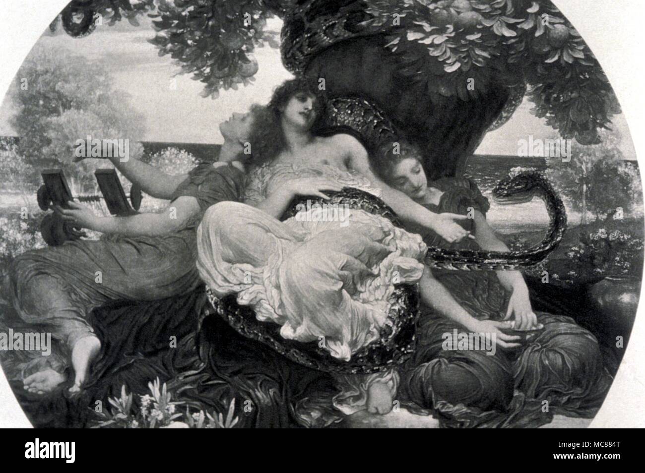 La mythologie grecque. "Le jardin des Hespérides" gravure de 1895 par Vertu après le tableau par Sir Frederick Leighton. Banque D'Images