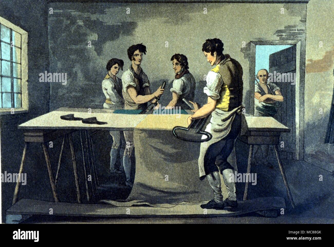 L'histoire britannique - début 19E SIÈCLE Le Chiffon Dresser. À partir de l'édition 1885 de Richard Jackson's 'Les Costumes de Yorkshire'. Banque D'Images