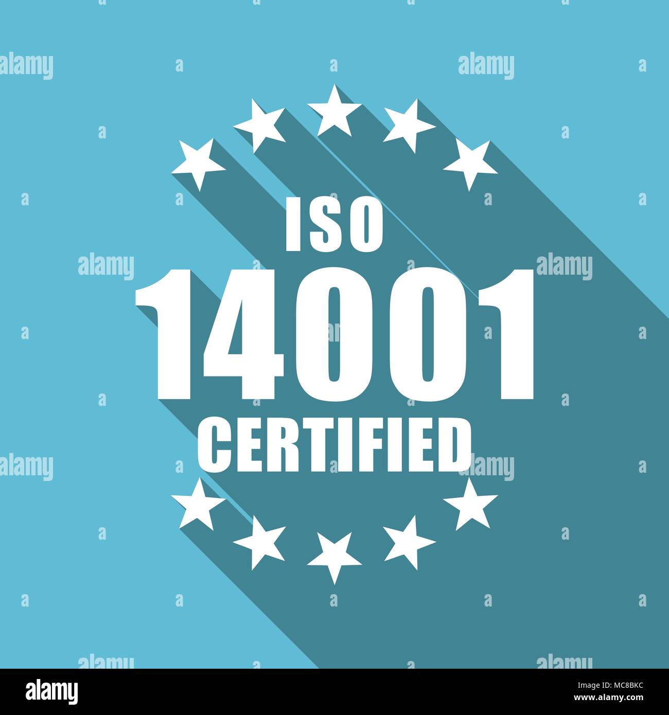 La norme ISO 14001 design plat symbole de texte vector icône bleu Illustration de Vecteur