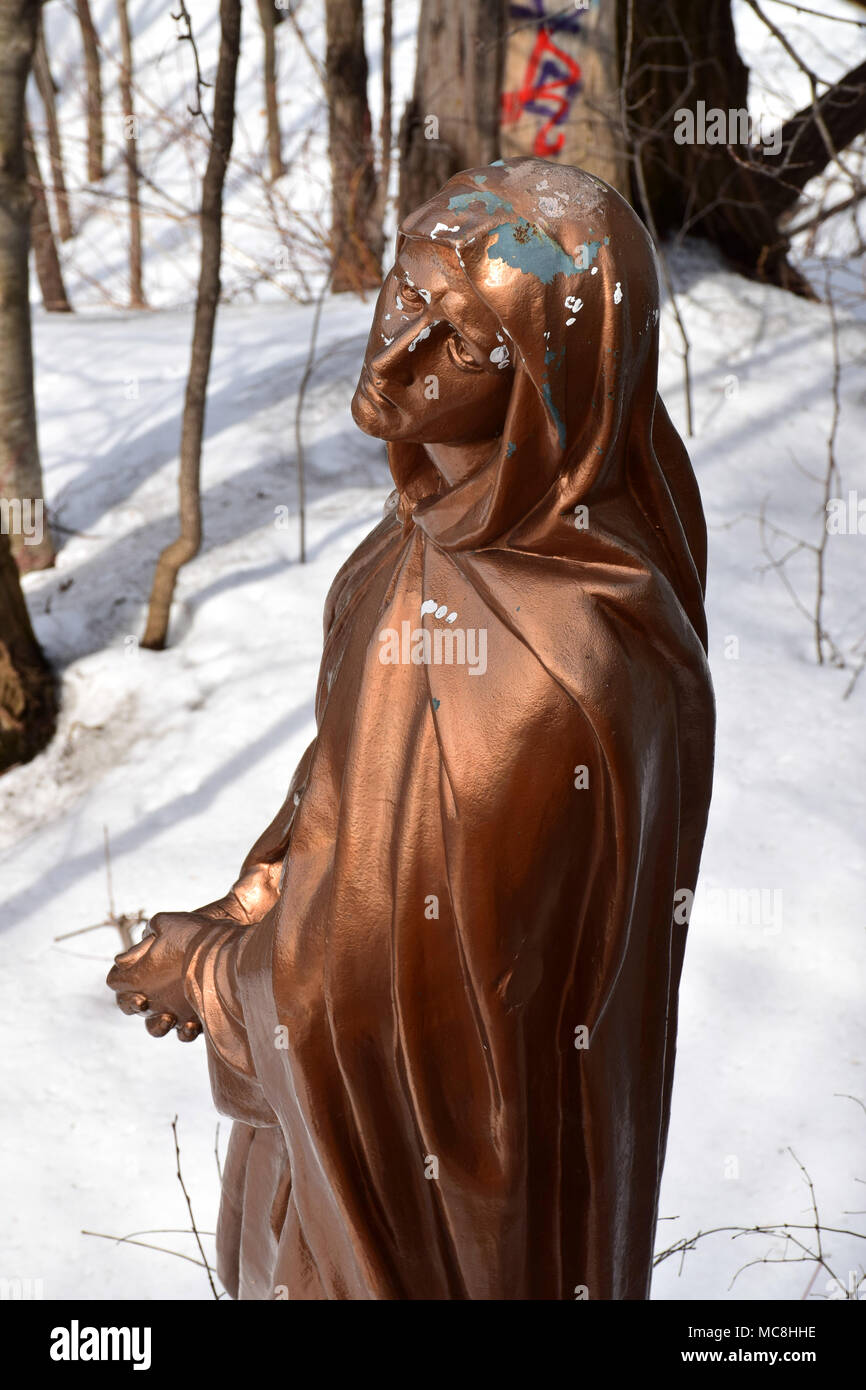 Une statue de Jésus dans un parc dans la vieille ville de Québec, Canada Banque D'Images