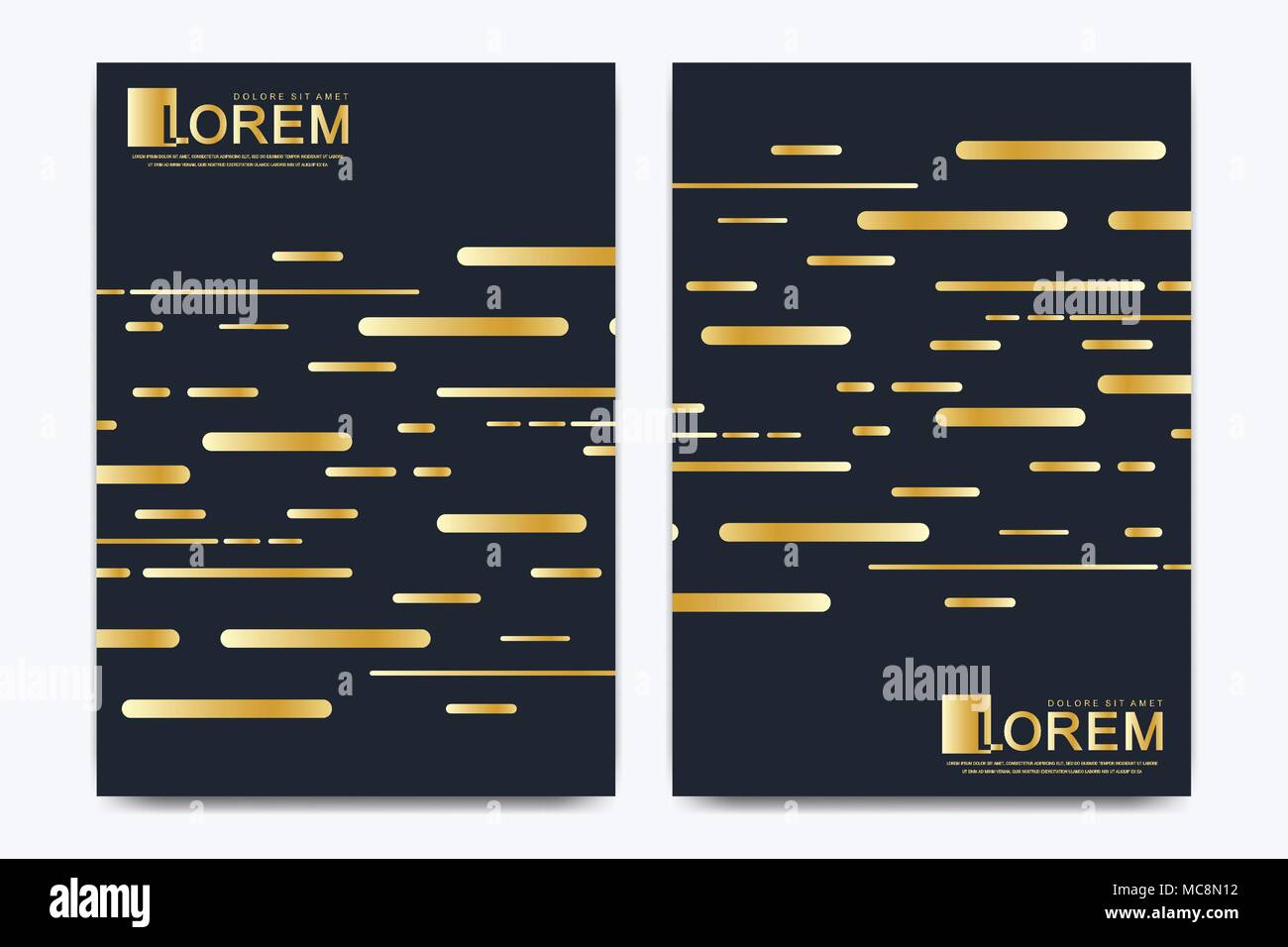 Vecteur moderne modèle pour brochure, dépliant, flyer, catalogue, couverture, magazine ou d'un rapport annuel en format A4. Les affaires, la science et technologie conception mise en page livre. Présentation avec des vagues d'or. Illustration de Vecteur