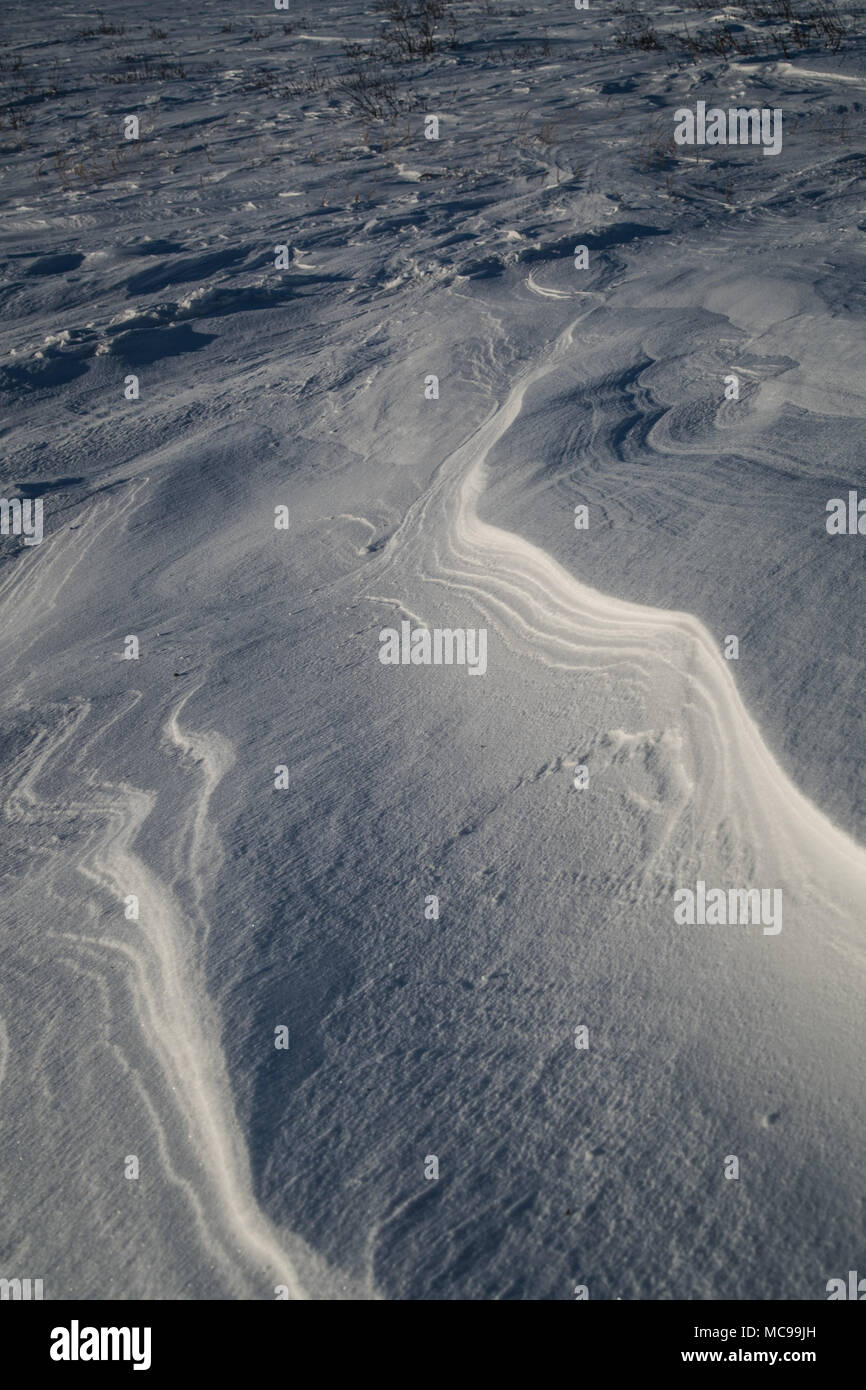 Patrons abstraits dans une dérive des neiges, arctique canadien Banque D'Images