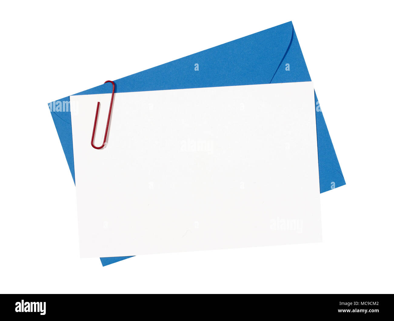 Carte Invitation Anniversaire Vierge Avec Enveloppe Bleue Et Rouge D Un Trombone Copy Space Photo Stock Alamy
