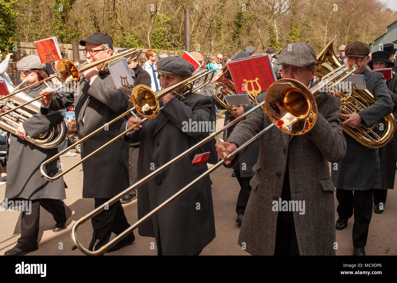 Musiciens en costume de 1900, Blists Hill victorian Town Banque D'Images