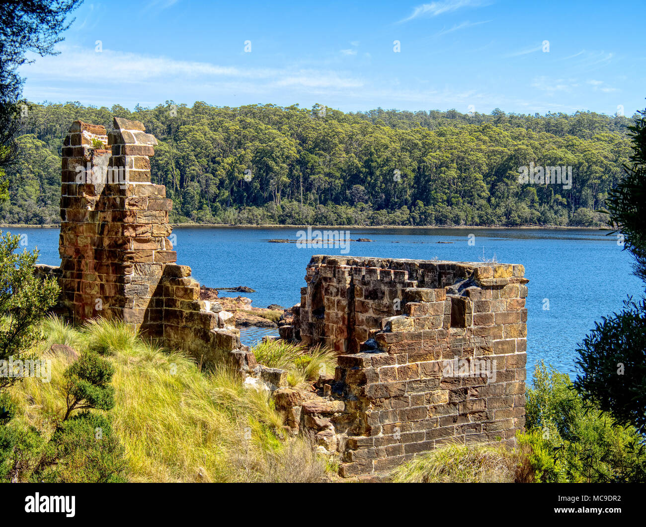 Bâtiment condamné ruines sur sarah island Banque D'Images