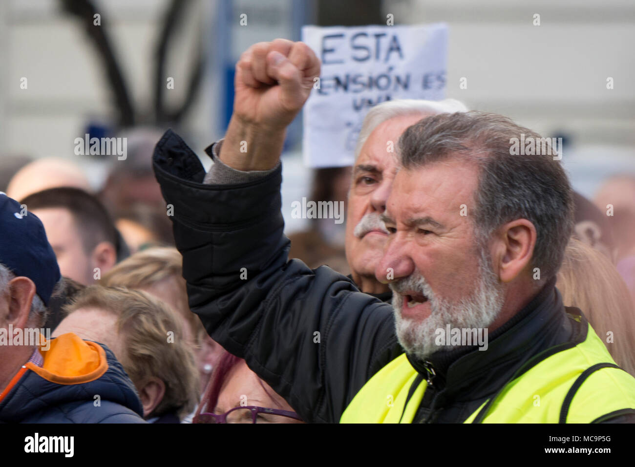 Bilbao, Pays Basque, Espagne, mars, 17, 2018, manifestation de masse et de protestation des retraités et préretraités à Bilbao Banque D'Images