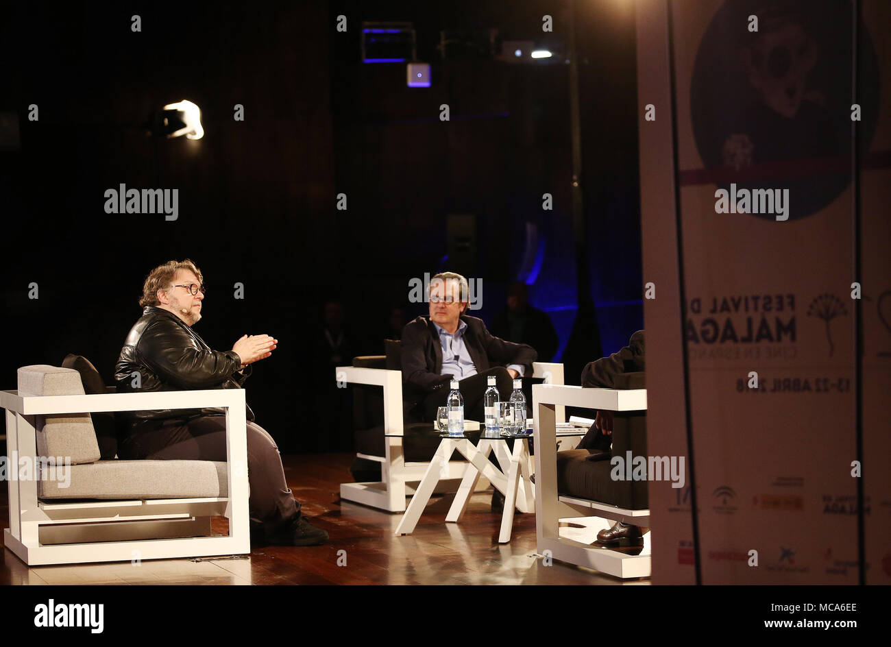 Malaga, Espagne, 14 avril 2018. Le réalisateur mexicain Guillermo del Toro s'occupe du Festival de Malaga. Le festival de Malaga ou Malaga film festival est un festival de cinéma organisé à Malaga, c'est principalement de promouvoir les films en langue espagnole. Credit : SOPA/Alamy Images Limited Live News Banque D'Images