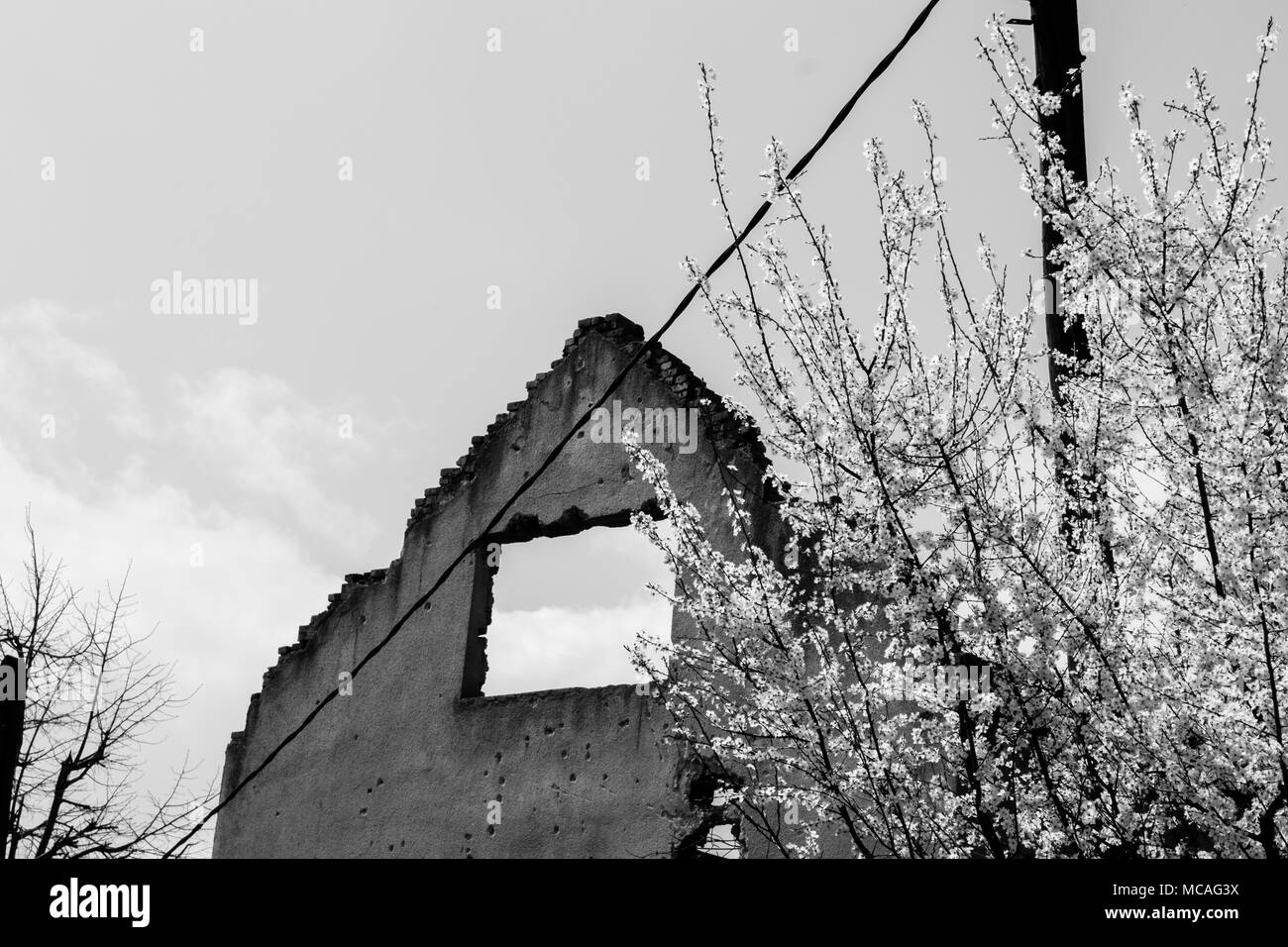 Photo d'un vieux bâtiment en ruine. Banque D'Images
