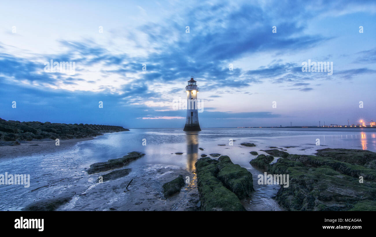 Nouveau phare de Brighton Rock Perch UK Coucher du Soleil Banque D'Images