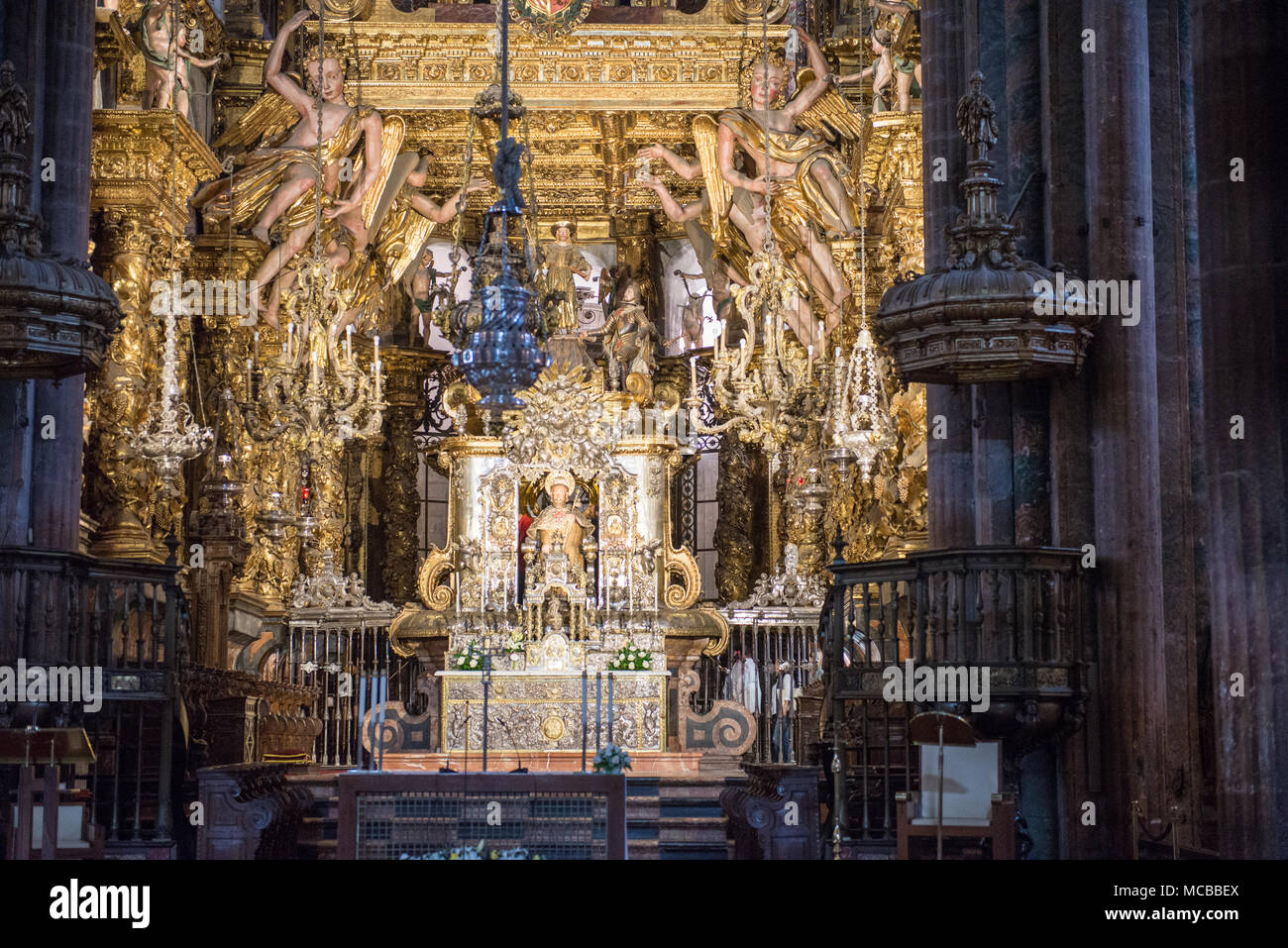 Autel de la cathédrale de Santiago de Compostela Banque D'Images