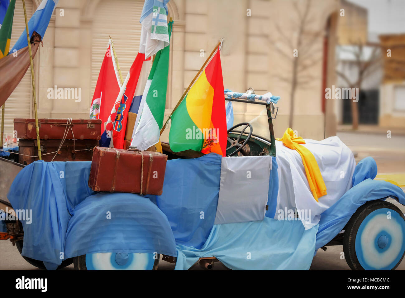 Drapeaux d'immigrants à l'Argentine, de l'immigration européenne en Amérique Banque D'Images