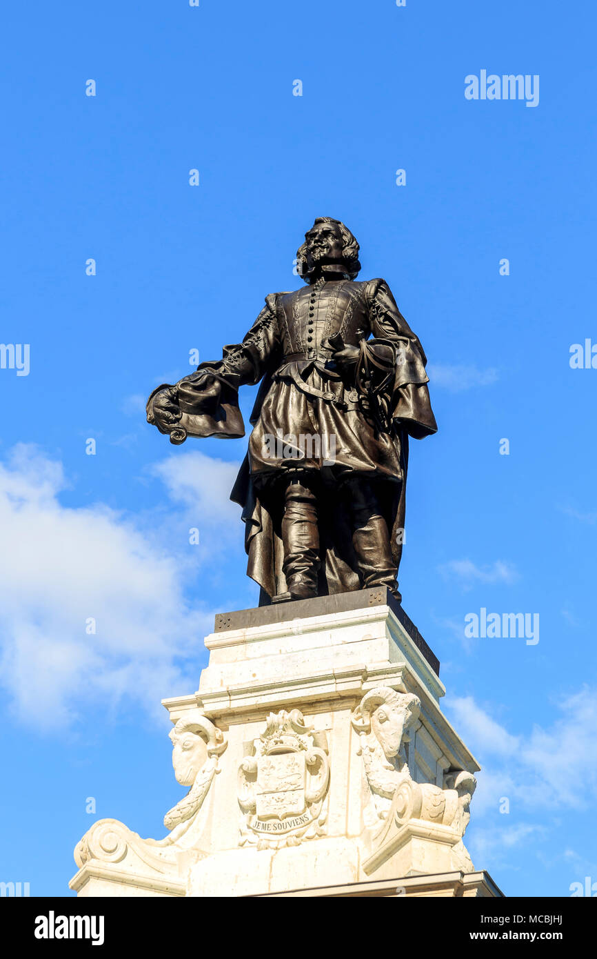 Statue de Samuel de Champlain, fondateur de la ville, Québec, Québec, Canada Banque D'Images