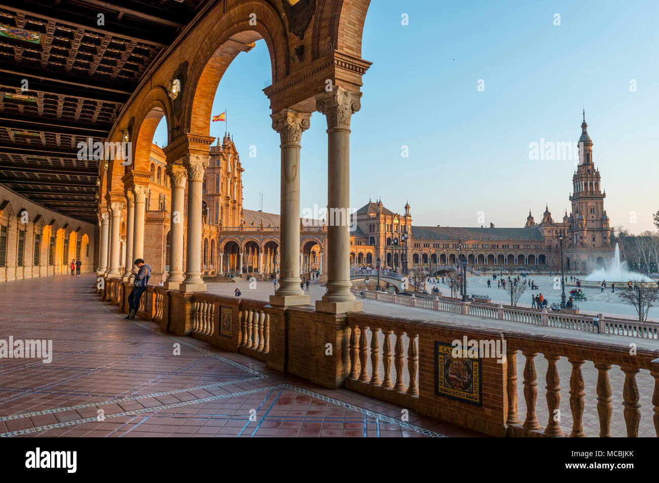 L'Institut Géographique National, la Plaza de España, Séville, Espagne Banque D'Images