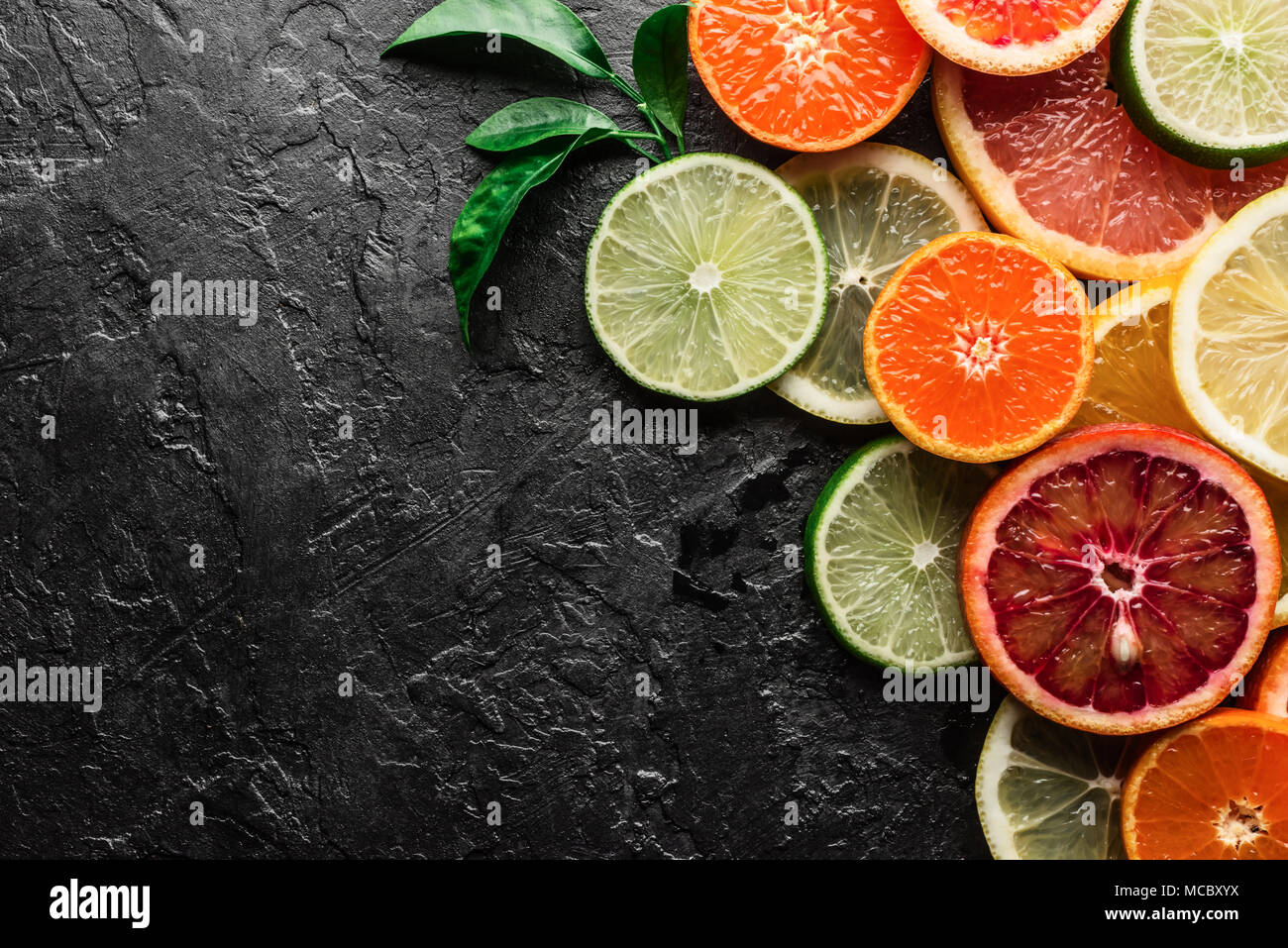 Mélange de différents agrumes closeup Banque D'Images