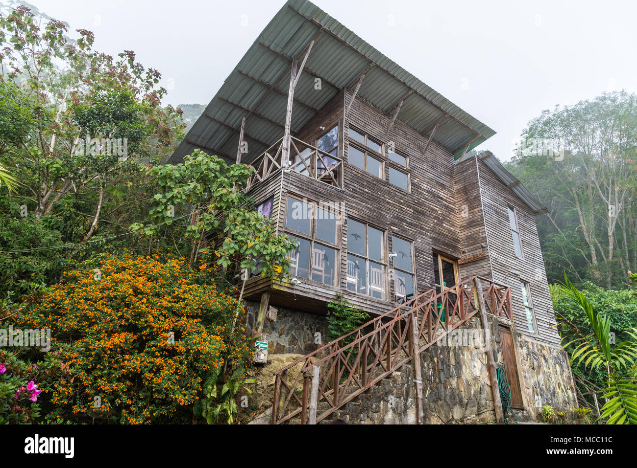 El Dorado Lodge, un éco-lodge dans les montagnes de la Sierra Nevada de Santa Marta. La Colombie, l'Amérique du Sud. Banque D'Images