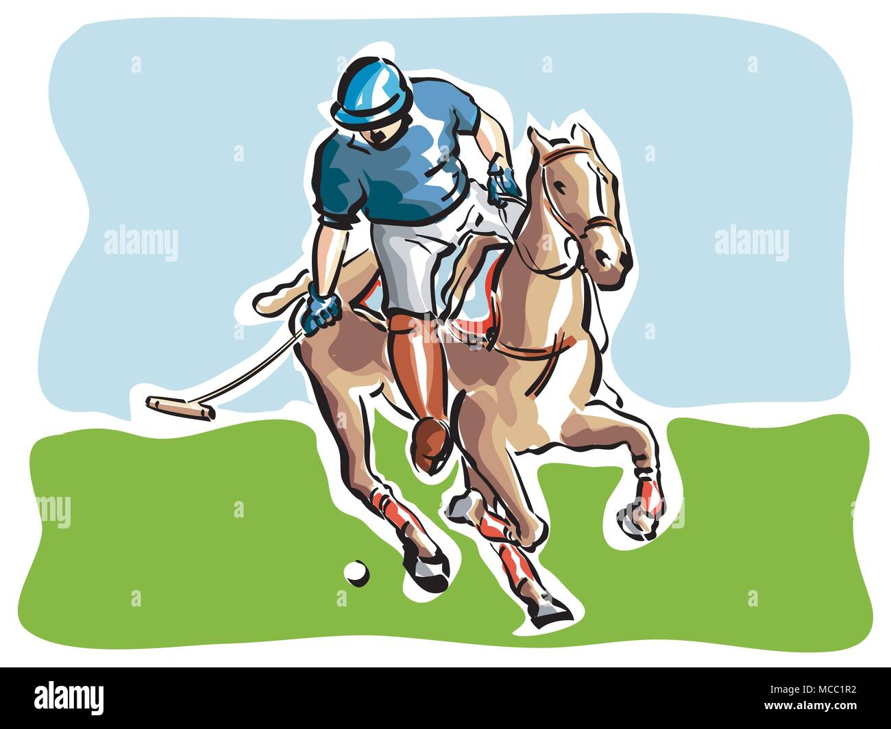 Vector illustration d'un joueur de polo Illustration de Vecteur