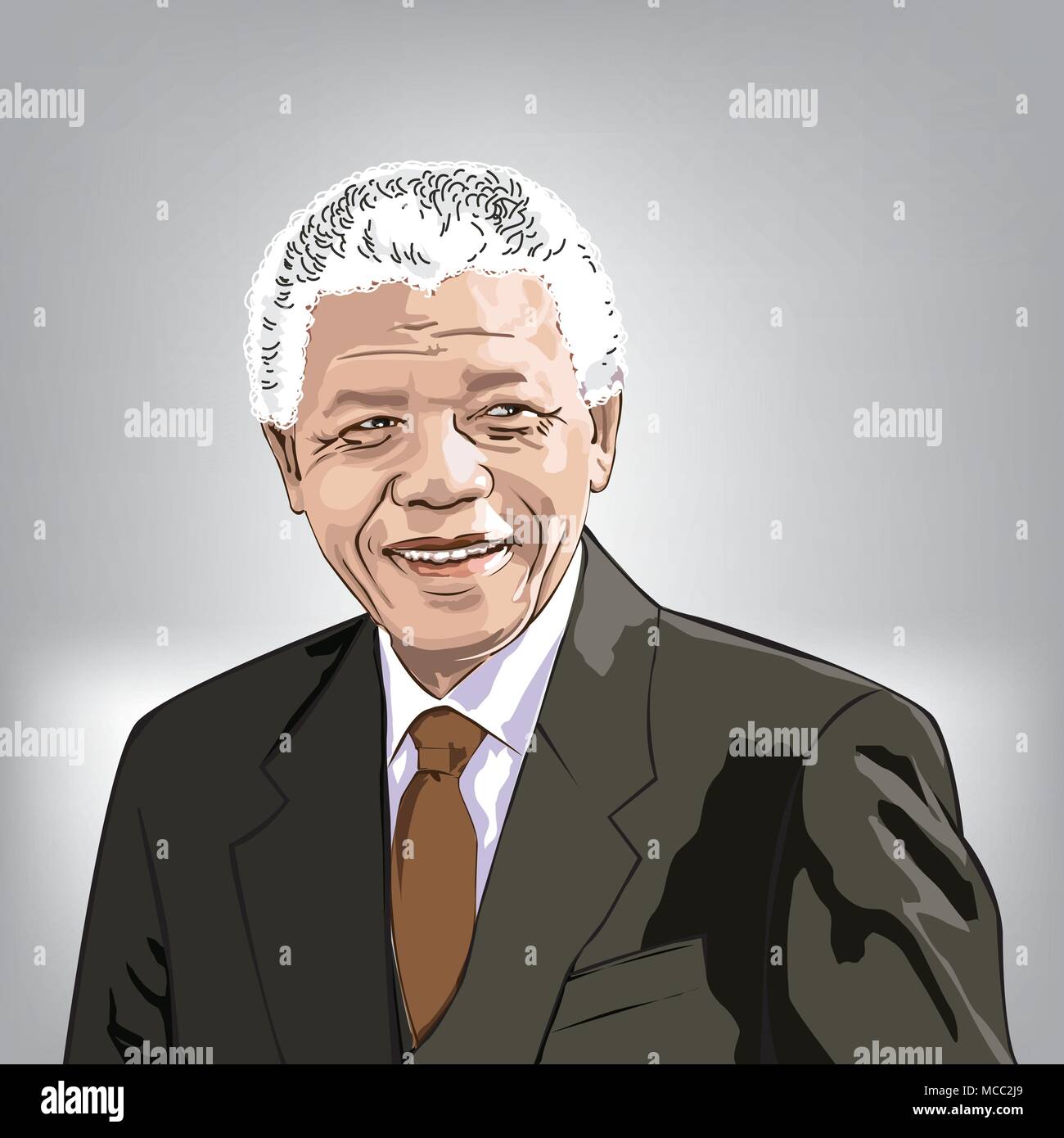 Nelson Mandela( 1918-2013) leader politique et philanthrope.Président de l'Afrique Illustration de Vecteur