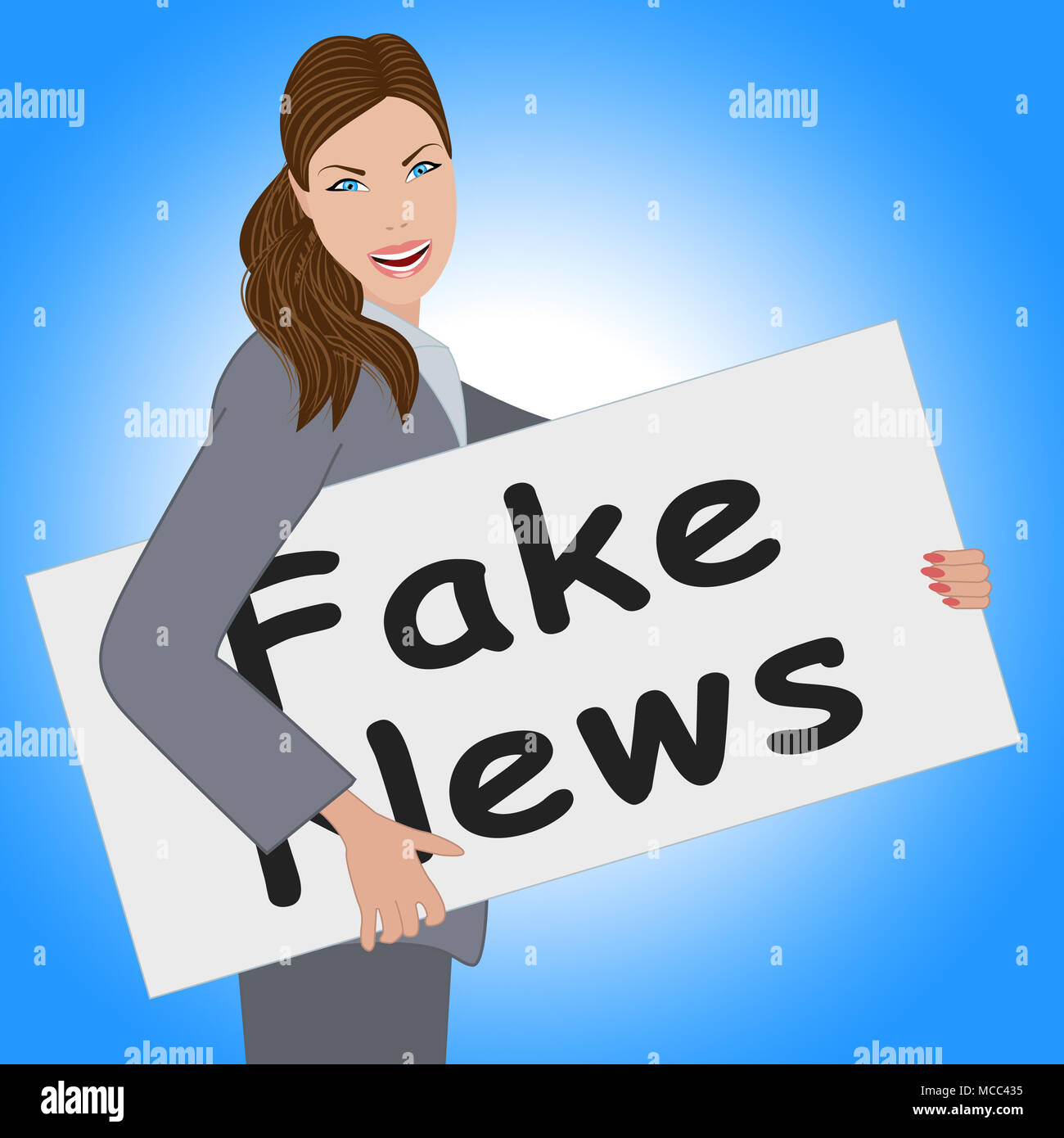 Fake News Carte étant détenus par femme 3d illustration Banque D'Images