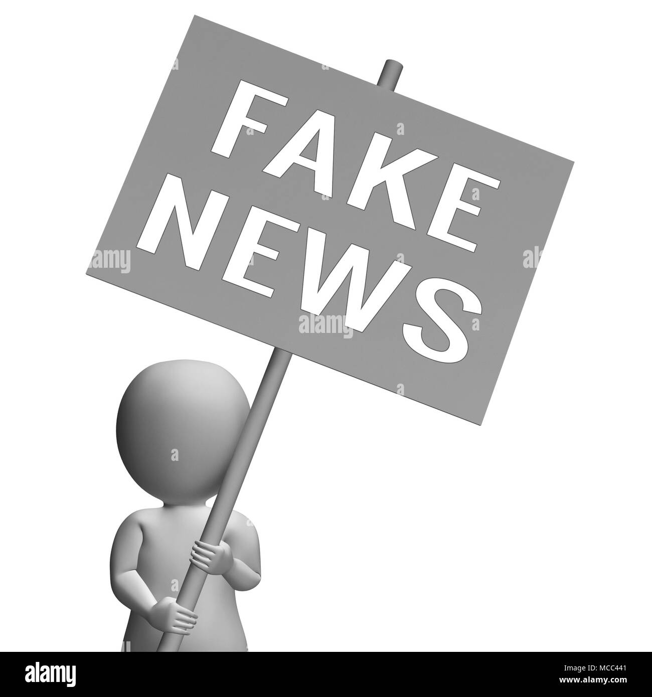 Fake News Sign a tenu par caractère 3d illustration Banque D'Images