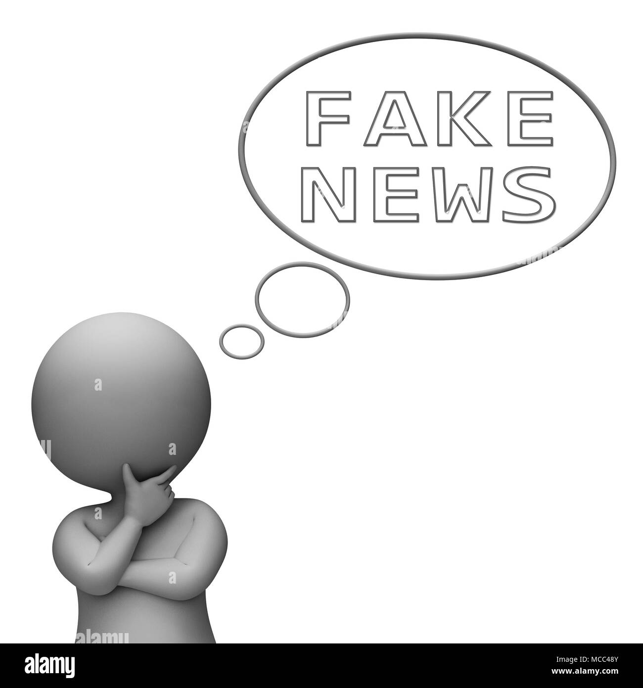 L'homme est de penser à la Fausse News 3d illustration Banque D'Images