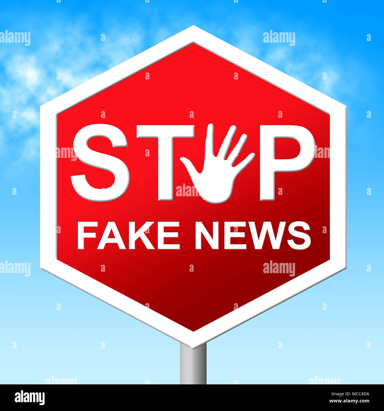 Arrêter Fake News Road Sign 3d illustration Banque D'Images